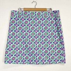 Talbots Skirt Womens Size 16 Multicolor Floral Pink Green Blue Lined Side Zip